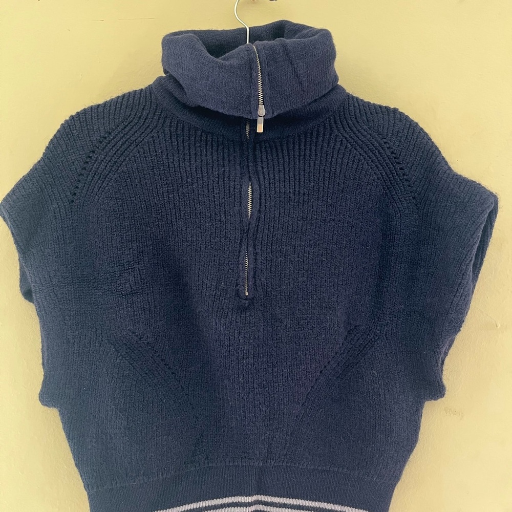 Anthropologie Navy Half-Zip Sweater
